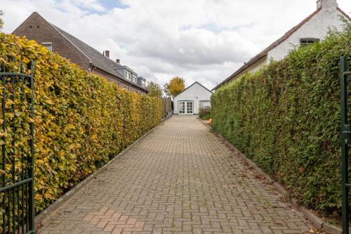 a cobblestone street in front of a hedge at Eindeloos Asselt in Swalmen