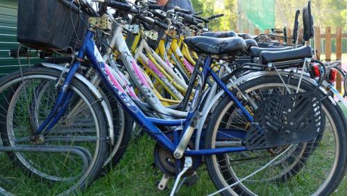 a row of bicycles parked next to each other at Cesenatico Camping Village in Cesenatico