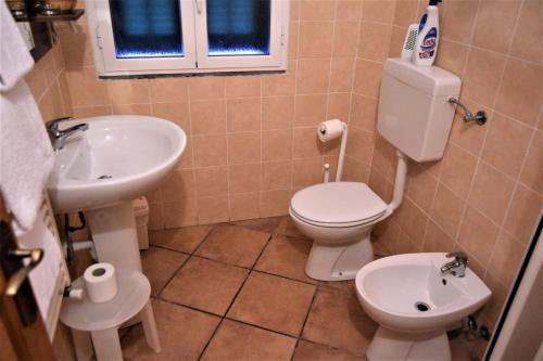 a bathroom with a toilet and a sink at Teré Ceriana Affittacamere in Ceriana