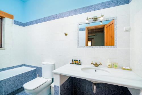 a bathroom with a sink and a toilet at Villa Ostria in Georgioupolis