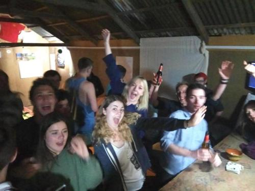 a group of people with their hands in the air at Cortijo Urrá Field Centre, Sorbas in Sorbas