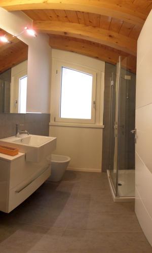 a bathroom with a sink and a shower at Ca' Belvedere in Sant'Elena di Silea