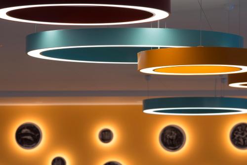 a room with some lights and some lightsources at ibis Styles Athens Routes in Athens