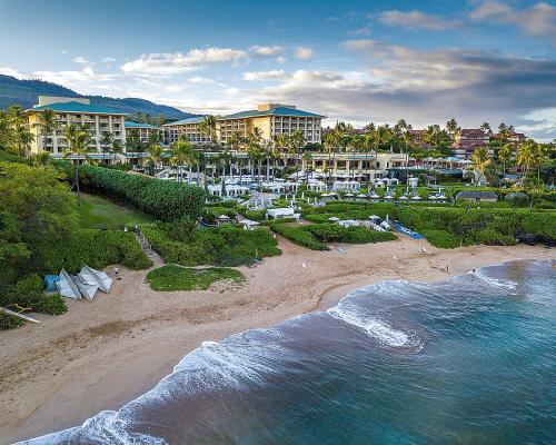 an aerial view of a resort on the beach at Four Seasons Resort Maui at Wailea in Wailea