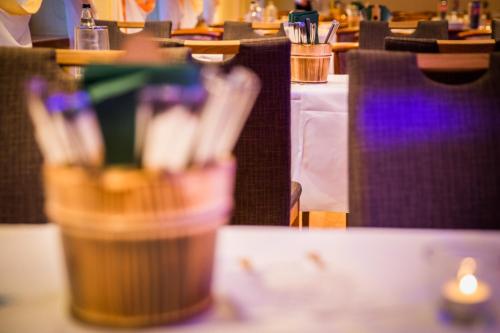 a blurry picture of a restaurant with a cup of coffee at Gasthaus Kempermann in Großenkneten