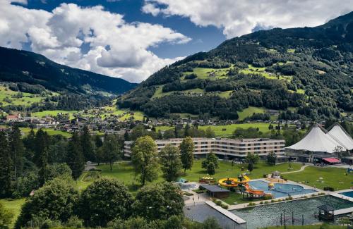an aerial view of a resort in the mountains at TUI BLUE Montafon in Schruns-Tschagguns