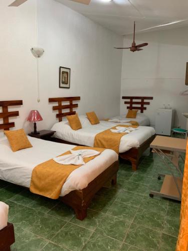 Habitación con 2 camas en una habitación en Hotel Don Robert, en Puntarenas
