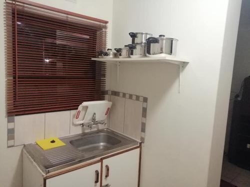 a small kitchen with a sink and a window at Garden Route Stay in George