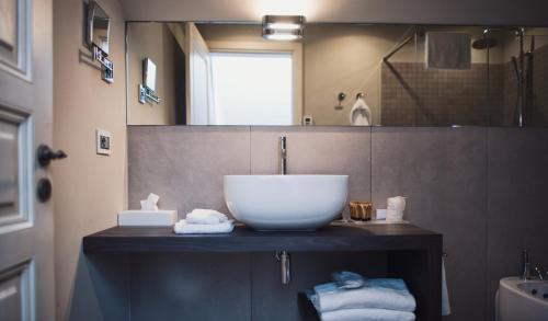 a bathroom with a large bowl sink on a counter at Villa Fontana Relais Suite & Spa in Agliano Terme