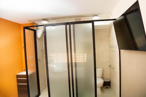 a bathroom with a shower and a toilet at Apartamentos Maridiaz a 7 minutos de todo lo que necesitas !!! in Pasto