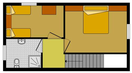 a floor plan of a house with yellow at Camping de Vogel in Hengstdijk