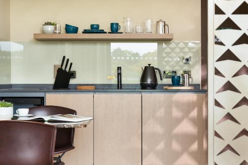 a kitchen with a sink and a counter top at Park Residence at Herbert Park Hotel in Dublin