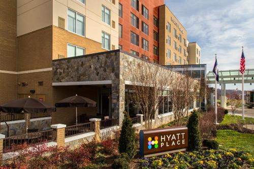 a view of the front of a hotel with aynitz palace at Hyatt Place Charlottesville in Charlottesville