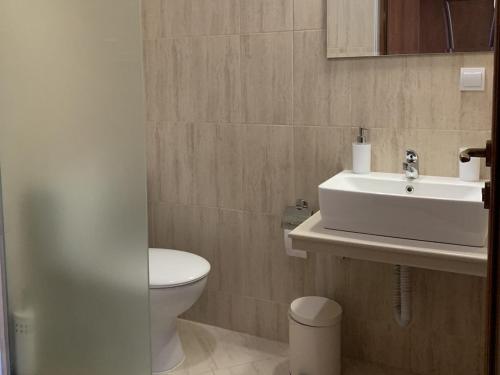 een badkamer met een toilet en een wastafel bij Вили Чала in Chala