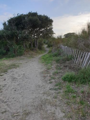 a dirt road next to a wooden fence at Casa Marana by Le Lido in Lucciana