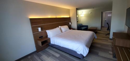 a hotel room with a bed and a desk at Holiday Inn Express Hotel & Suites Kinston by IHG in Kinston