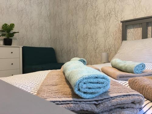 Postel nebo postele na pokoji v ubytování Apartmány Trio Horní Maršov