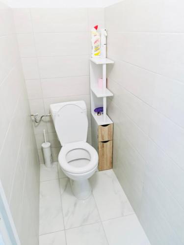 a bathroom with a white toilet in a room at Agréable studio à proximité de Paris et Henri Mondor in Créteil