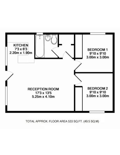 a drawing of a floor plan of a house at Heron Lodge sleeps up to 4 with free wifi in Crianlarich