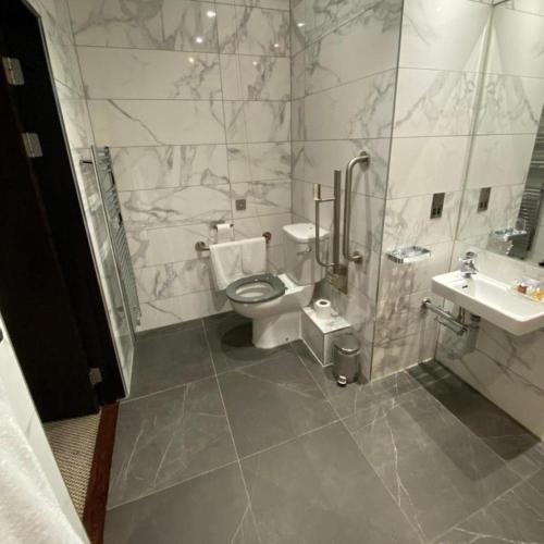a bathroom with a toilet and a sink at Parklands Hotel & Country Club in Newton Mearns