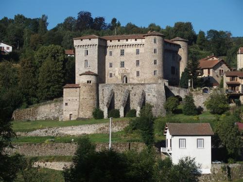 a large castle sitting on top of a hill at Château des Marcilly Talaru in Chalmazel