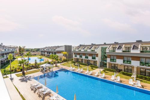 an overhead view of a pool at a resort at Veranda Suites in Antalya