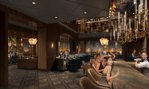 a rendering of a restaurant with people sitting at a bar at Live! Casino & Hotel - Philadelphia in Philadelphia