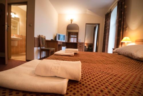 Hotel Rośにあるベッド