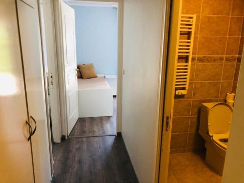 ニースにあるLuxury residence Fabronの廊下からバスルーム(トイレ、洗面台付)へアクセスできます。