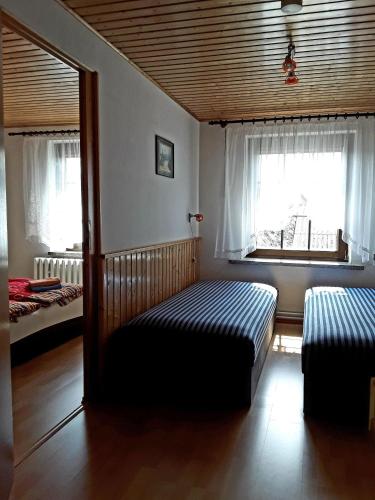 a bedroom with a bed and a window at Ferienwohnung-Lalka in Altenkirchen