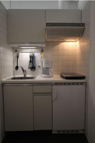 eine Küche mit einer Spüle und einer Arbeitsplatte in der Unterkunft Ferienwohnung - Konvikt Nr. 1 in Freiburg im Breisgau