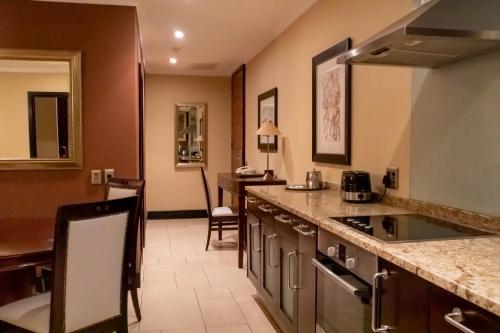 a kitchen with a sink and a counter at Raphael Suites in Johannesburg