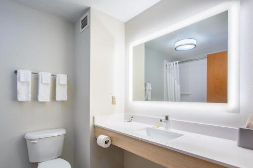 Baño blanco con lavabo y espejo en Holiday Inn Express Hotel & Suites Lewisburg, an IHG Hotel, en Lewisburg