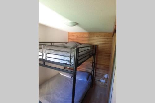 une petite pièce avec deux lits superposés dans l'établissement Superbe appartement la Foux d'Allos, à La Foux