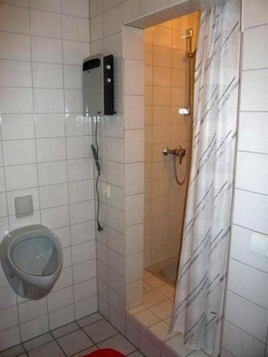 a bathroom with a urinal and a shower at Ferienwohnungen-Roder-Ferienwohnung-I in Freiburg im Breisgau