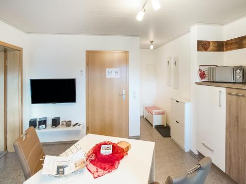 Cosy apartment with terrace and garden access in a quiet wooded areaにあるテレビまたはエンターテインメントセンター