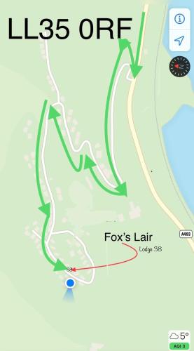 a map showing the location of foxs lair at Foxs Lair Aberdovey in Aberdyfi