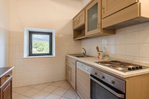 a kitchen with a sink and a stove at Agriturismo San Ottaviano in Monterotondo