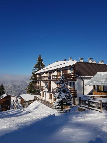 a building in the snow with a christmas tree at Vlasicka avantura Eko Fis 509 in Vlasic