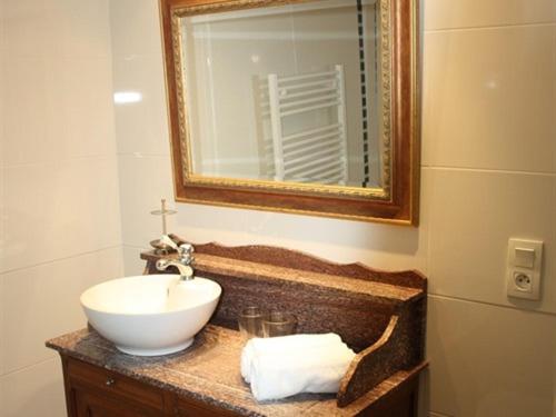 a bathroom with a sink and a mirror at Chambres d'Hôtes La Luzernière in Saint-Denis-de-Pile