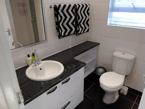 une salle de bain avec un lavabo et des toilettes dans l'établissement Birds Holiday Accommodation 2, au Cap