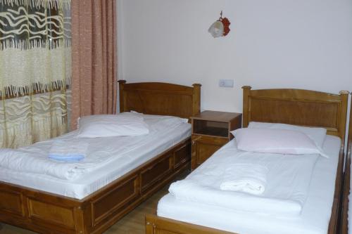 two beds sitting next to each other in a room at Hotel Adial in Adjud