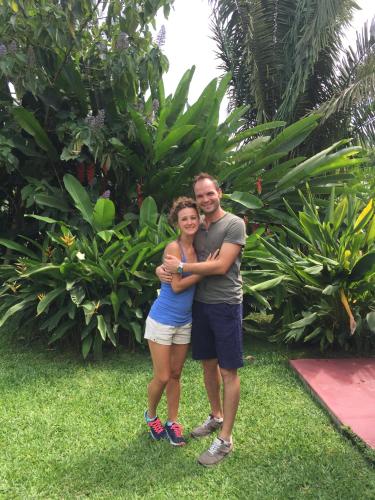 a man and a woman posing for a picture at Casona Rústica & Bungalow in Fortuna