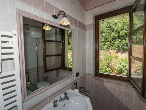 a bathroom with a sink and a mirror at Farmhouse in Montoro near Montoro Castle in Narni