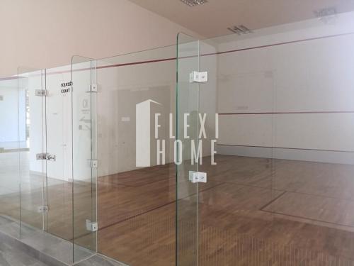 a glass door with a sign that reads flex home at Spacious Big Room, Designed & Quiet Family Home, Eclipse in Cyberjaya by Flexihome-MY in Cyberjaya