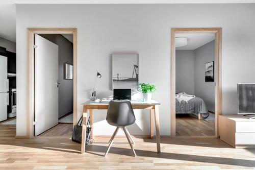 Kuchyň nebo kuchyňský kout v ubytování Apartments Mölndal