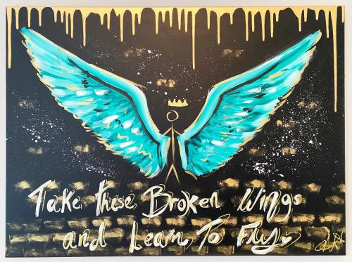 a sign with a bird with wings on it at The Baltic Townhouses by Serviced Living Liverpool in Liverpool