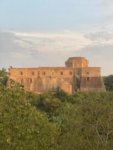 a castle on top of a hill with trees at Torre medievale Il Castellaccio in Civita Castellana