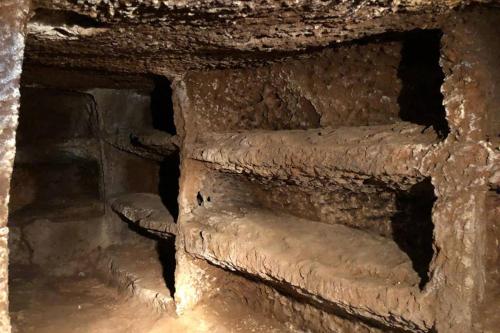 a close up of a stone wall in a cave at Torre medievale Il Castellaccio in Civita Castellana
