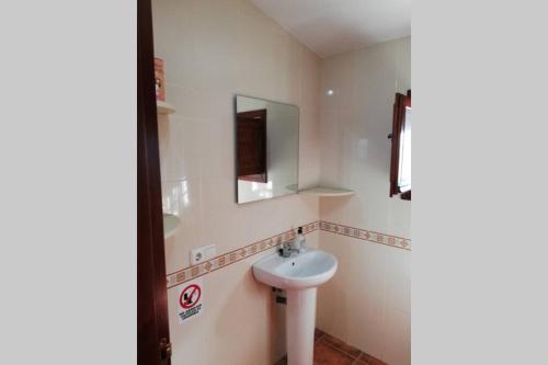 ein Badezimmer mit Waschbecken und Spiegel in der Unterkunft Casa Rural El Mirador in Vélez-Málaga